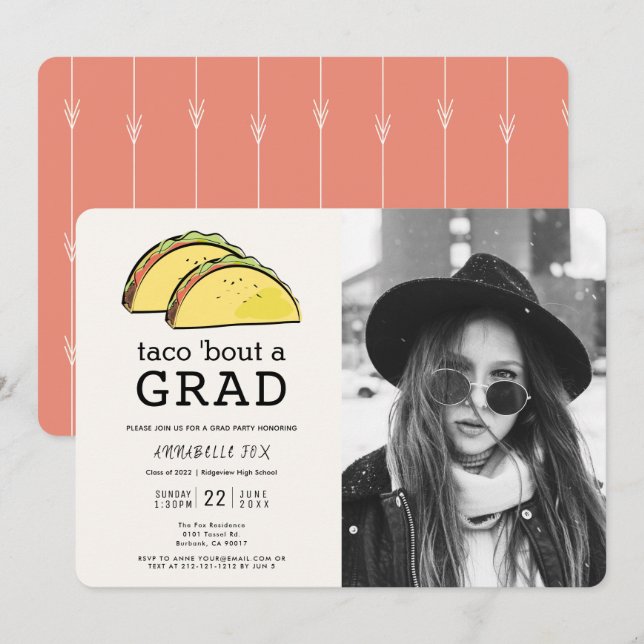 Taco Bout GRAD Photo Graduation Party Invitation (Front/Back)