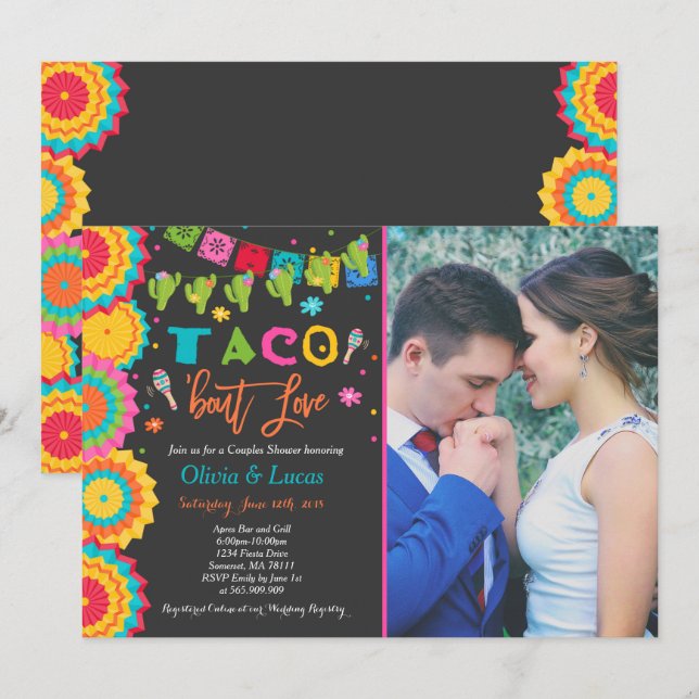Taco Bout Invitation Couples Fiesta (Devant / Derrière)