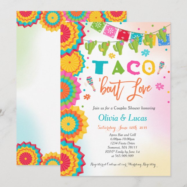 Taco Bout Invitation Couples Fiesta (Devant / Derrière)