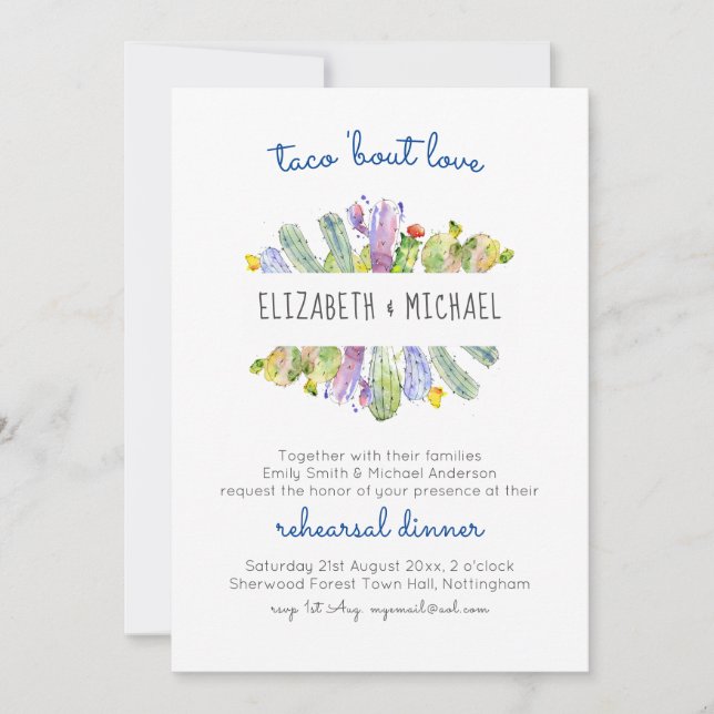Taco Bout Love Cacti Fiesta Rehearsal Dinner (Front)