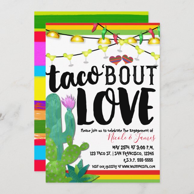 TACO BOUT LOVE Couples Engagement Wedding Fiesta Invitation (Front/Back)