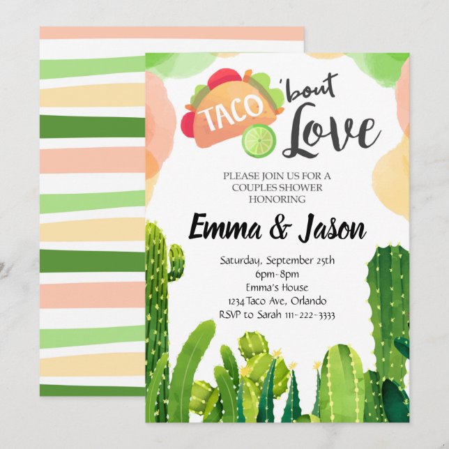 Taco Bout Love Couples Shower Invitation (Front/Back)