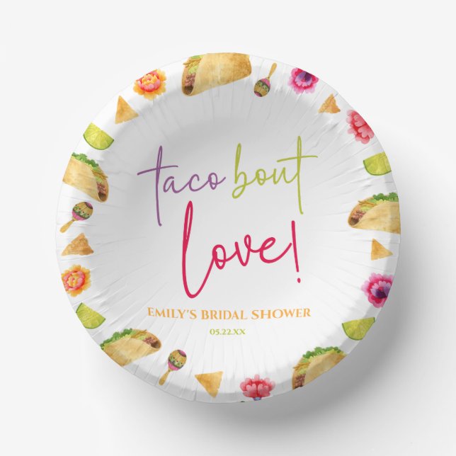 Taco Bout Love! Fiesta Bridal Shower Paper Plate (Front)