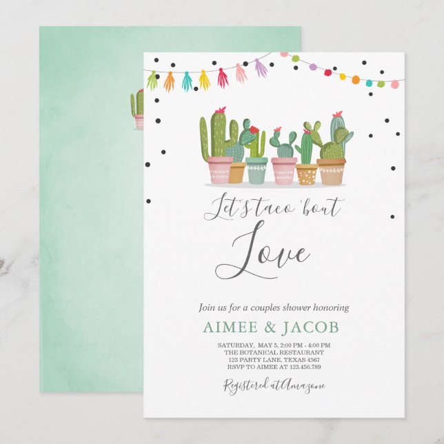 Taco Bout Love Fiesta Couples Douche Invitation Ca (Devant / Derrière)