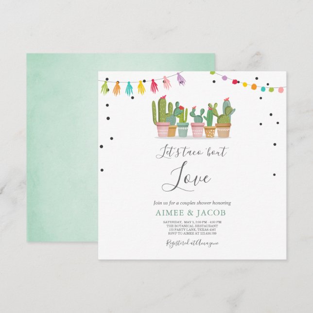Taco Bout Love Fiesta Couples Douche Invitation Ca (Devant / Derrière)