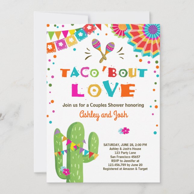 Taco Bout Love Fiesta Couples shower invitation (Front)