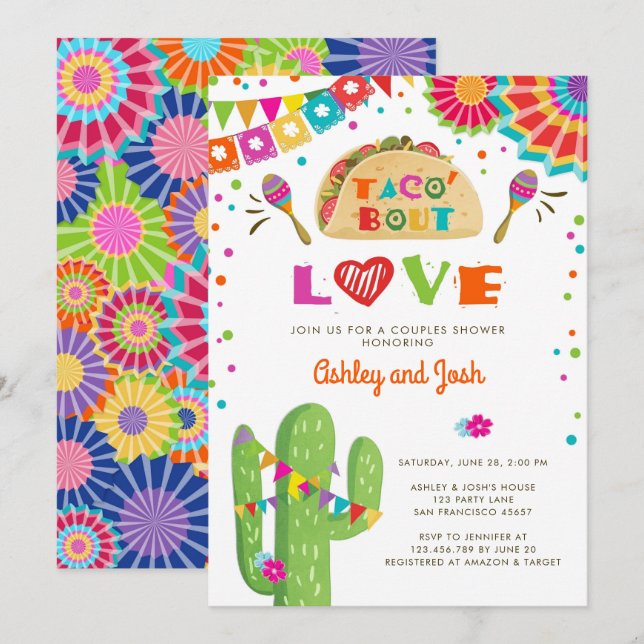 Taco Bout Love Fiesta Invitation À La Douche En Co (Devant / Derrière)