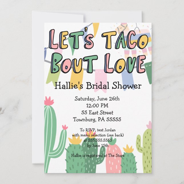 Taco Bout Love Fiesta Invitations Thématiques (Devant)