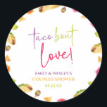 Taco Bout Love! Fiesta Wedding Couples Shower Classic Round Sticker<br><div class="desc">This is a Taco Bout Love! Fiesta Wedding Couples Shower Party Favour Stickers!</div>