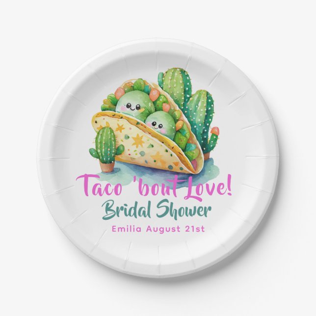 Taco 'Bout Love! Last Party Bridal Shower Paper Plate (Front)