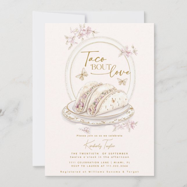 Taco Bout Love Pink Bridal Shower Fiesta Invitation (Front)