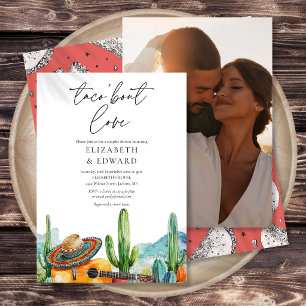 Taco Bout Love Watercolor Photo Couples Shower Invitation