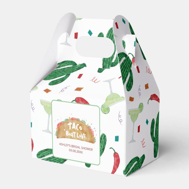 Taco 'Bout Love Wedding Bridal Shower Fiesta Favor Box (Front Side)