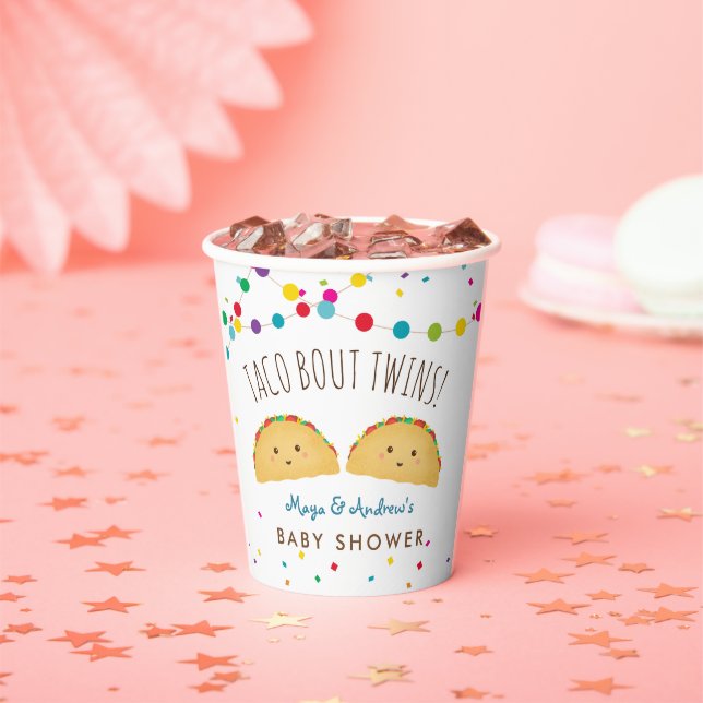 Taco bout twins fiesta baby shower paper cups (Insitu)