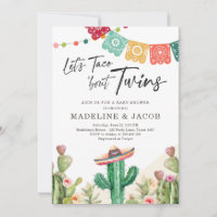 Taco Bout Twins Fiesta Cactus Watercolor Baby