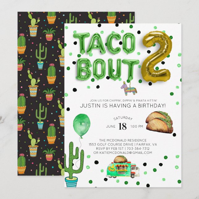 Taco Bout Two | Second Birthday Invitation (Front/Back)