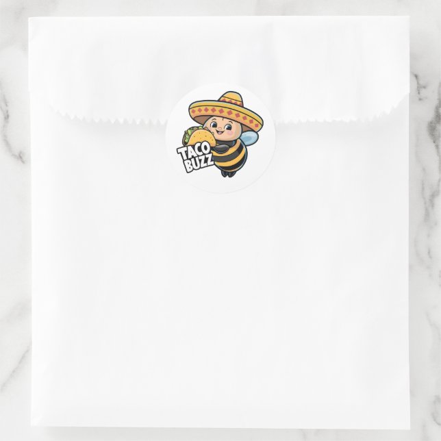 Taco Buzz Bumble Bee  Classic Round Sticker (Bag)