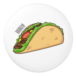 Taco cartoon illustration ceramic knob
