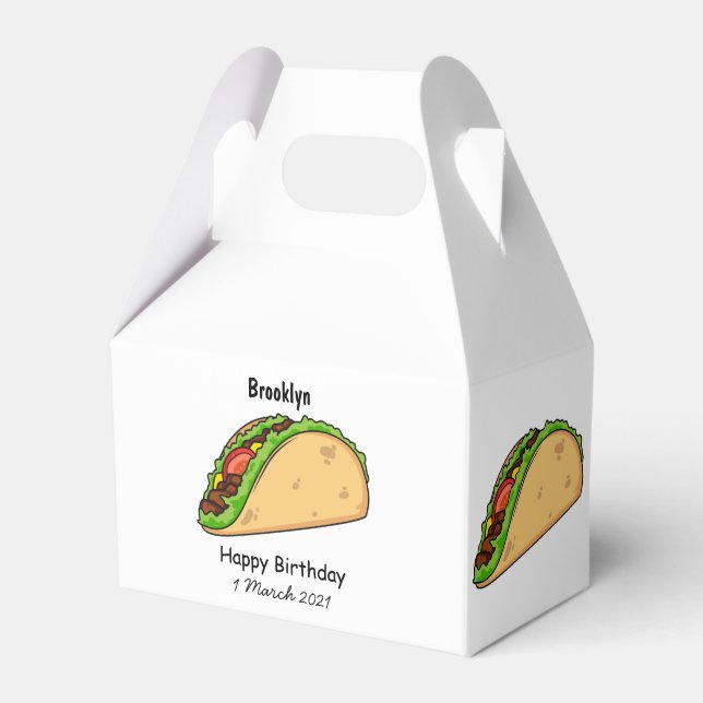 Taco cartoon illustration favor box (Front Side)