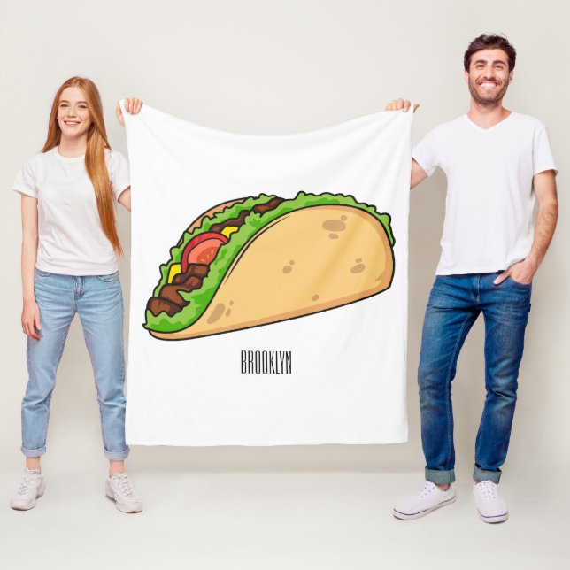 Taco cartoon illustration  fleece blanket (In Situ)