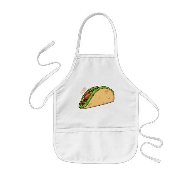 Taco cartoon illustration  kids apron (Front)