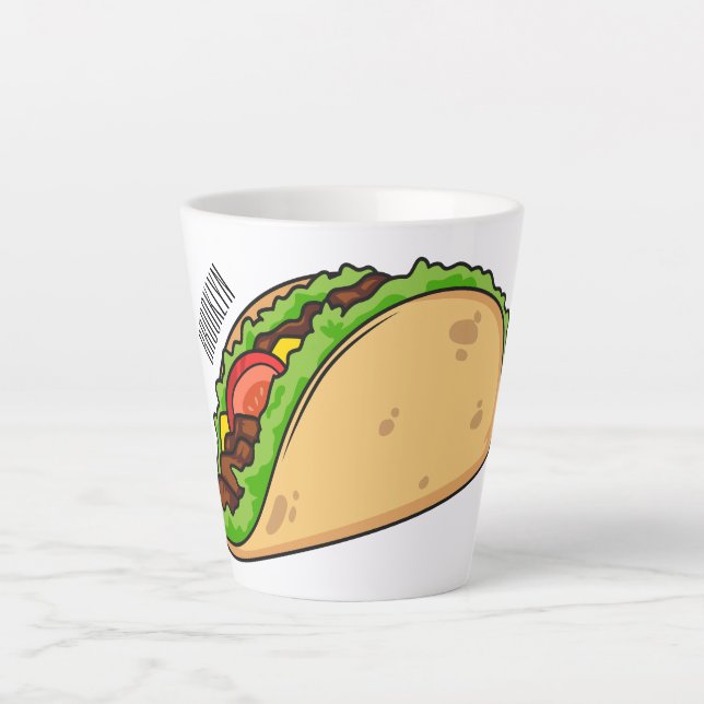 Taco cartoon illustration latte mug (Front)