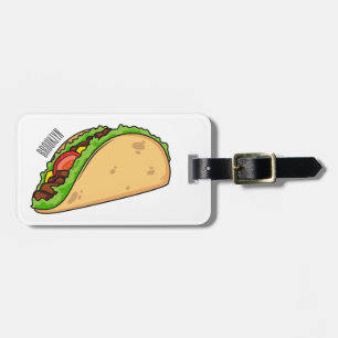 Taco cartoon illustration luggage tag