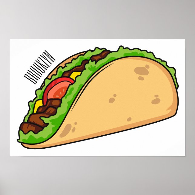 Taco cartoon illustration poster (Front)