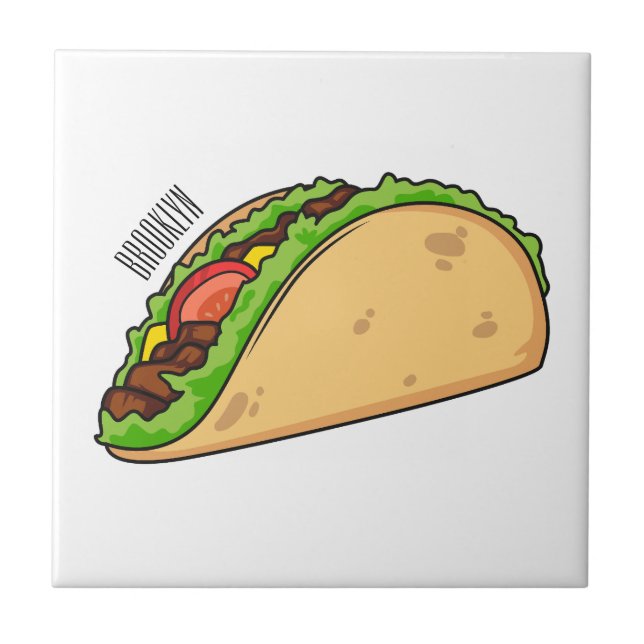 Taco cartoon illustration tile (Front)