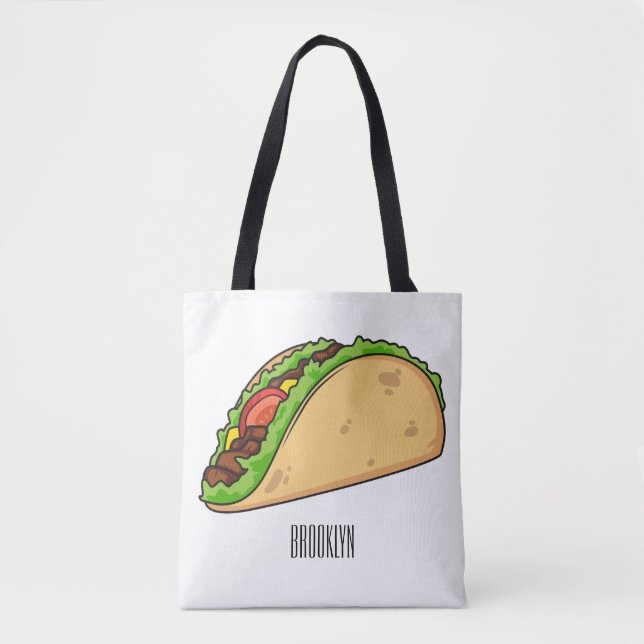 Taco cartoon illustration  tote bag (Front)