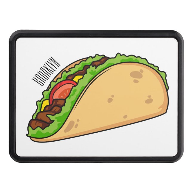 Taco cartoon illustration trailer hitch cover (Front)