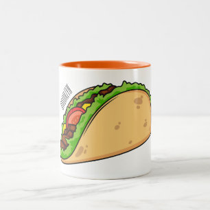 Taco cartoon illustration Two-Tone coffee mug