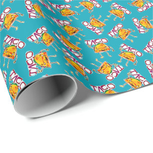 taco cartoon style funny illustration wrapping paper