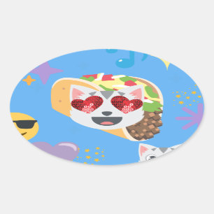taco cat emoji oval sticker