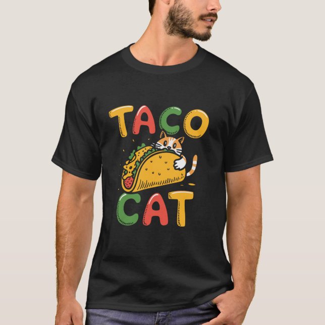 Taco Cat Hug Taco Cute Funny Colourful Cinco de Ma T-Shirt (Front)