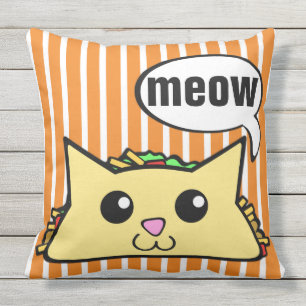 Taco Cat Striped Throw Pillow