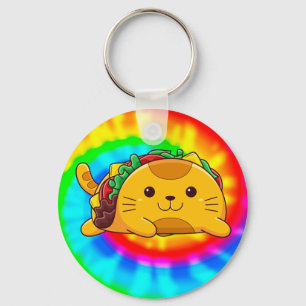 Taco Cat   Tie Dye Keychain