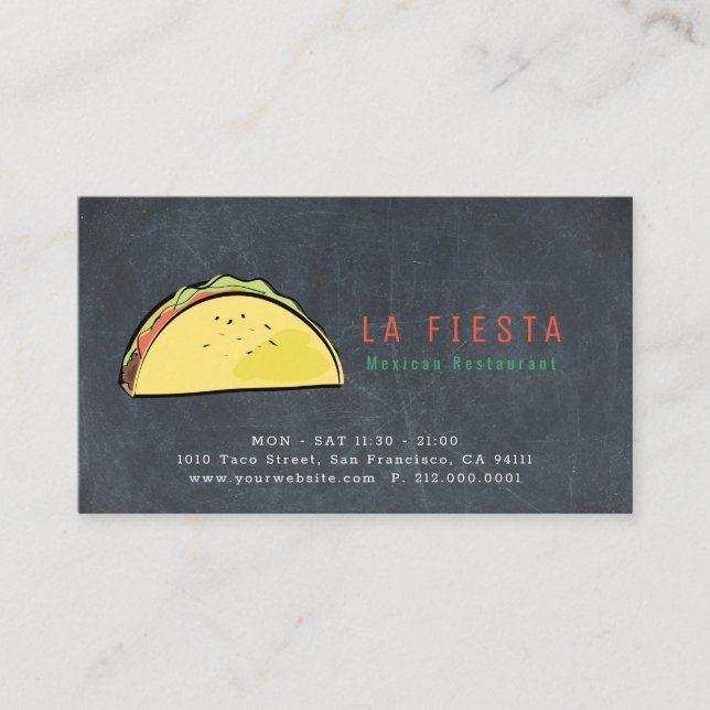 Taco Chalkboard Carte de visite simple et moderne (Devant)