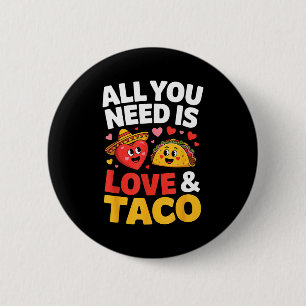 Taco cinco de mayo love cute heart sombrero food 2 inch round button