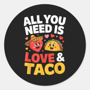 Taco cinco de mayo love cute heart sombrero food classic round sticker