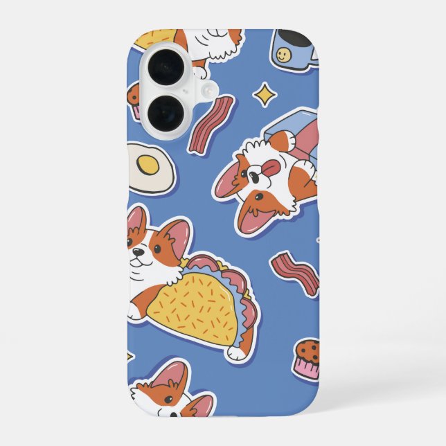 Taco Corgis Funny Bacon iPhone 16 Case (Back)