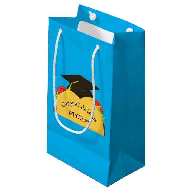 Taco Fiesta Graduation Party Mexican Small Gift Bag (Front Angled)