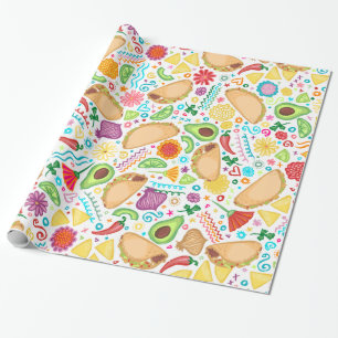 Taco Fiesta on White Wrapping Paper