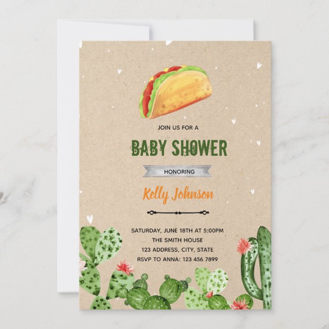 Taco fiesta shower birthday invitation (Front)