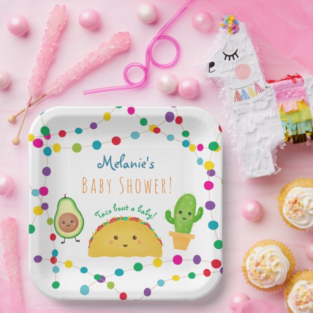 Taco fiesta theme baby shower paper plate (Party)