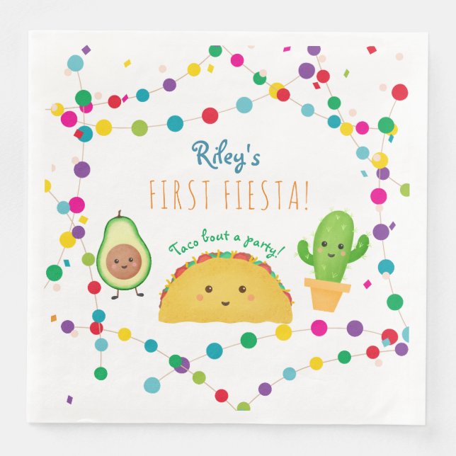 Taco first fiesta theme birthday napkin (Front)