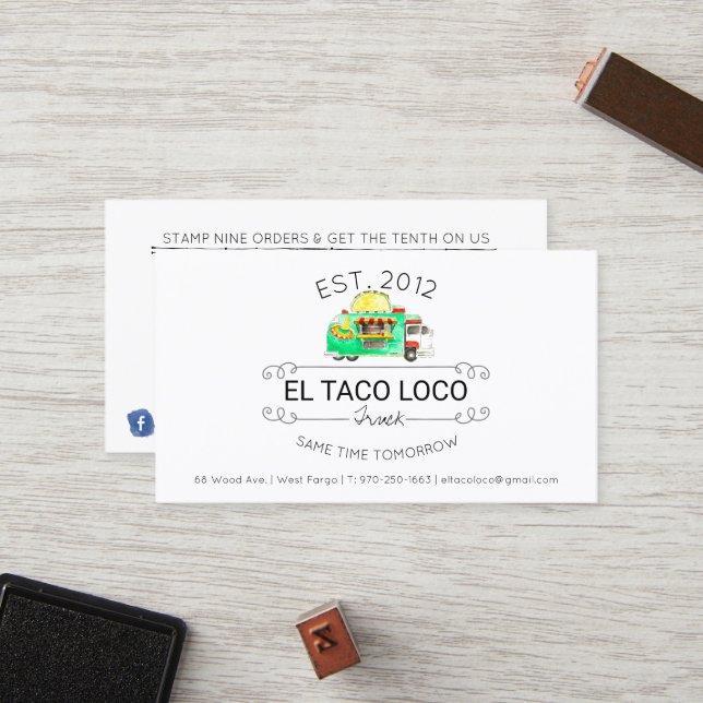Taco Food Truck Loyalty Card (Front/Back In Situ)