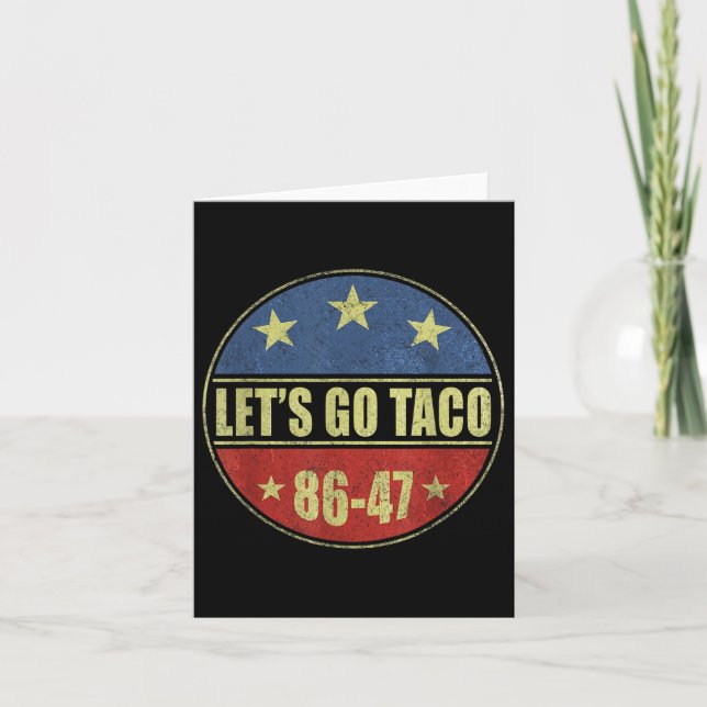 Taco Funny Lets Go Taco Retro Button  Card (Front)