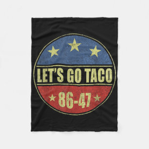 Taco Funny Lets Go Taco Retro Button Fleece Blanket