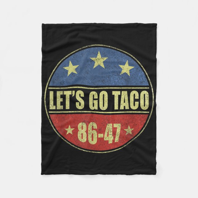 Taco Funny Lets Go Taco Retro Button  Fleece Blanket (Front)